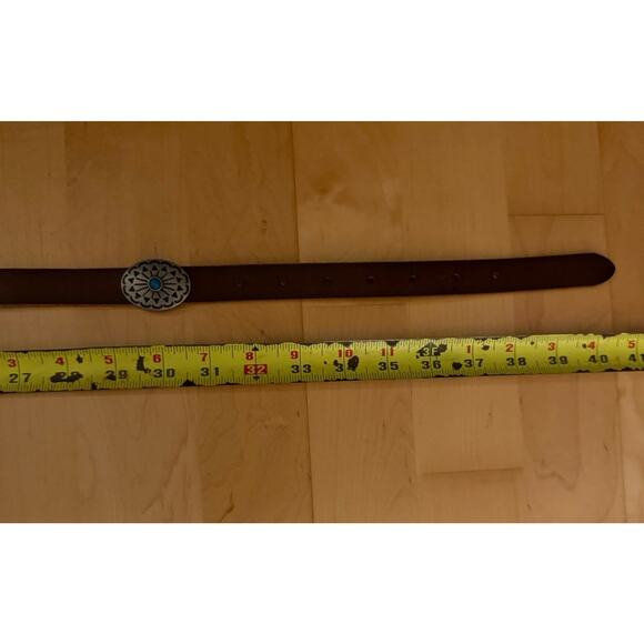 VTG Brown Leather Concho Silver Turquoise Cowgirl Bohemian Belt Western S